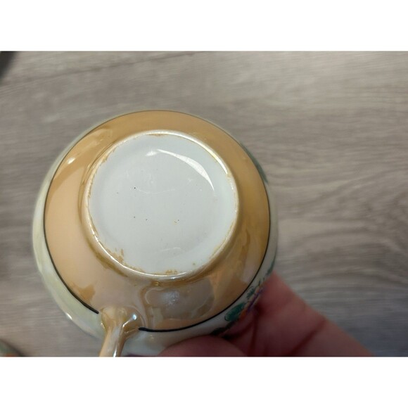 Vintage Japan Lusterware Tea Cup & Saucer Set x 2 Floral and Blue Birds DELICATE - Picture 7 of 14